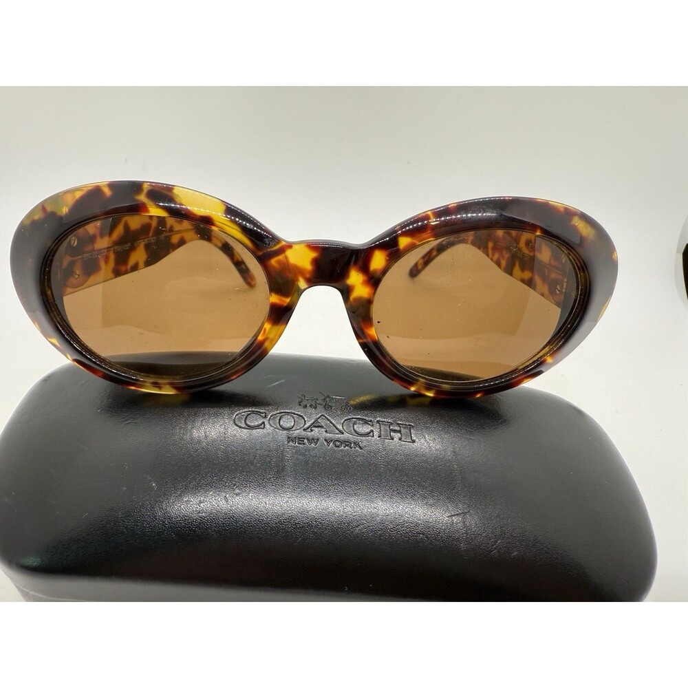 LAURA BIAGIOTTI Brown Tortoise Gold Sunglasses 51-22 Made in Italy + Coach Case